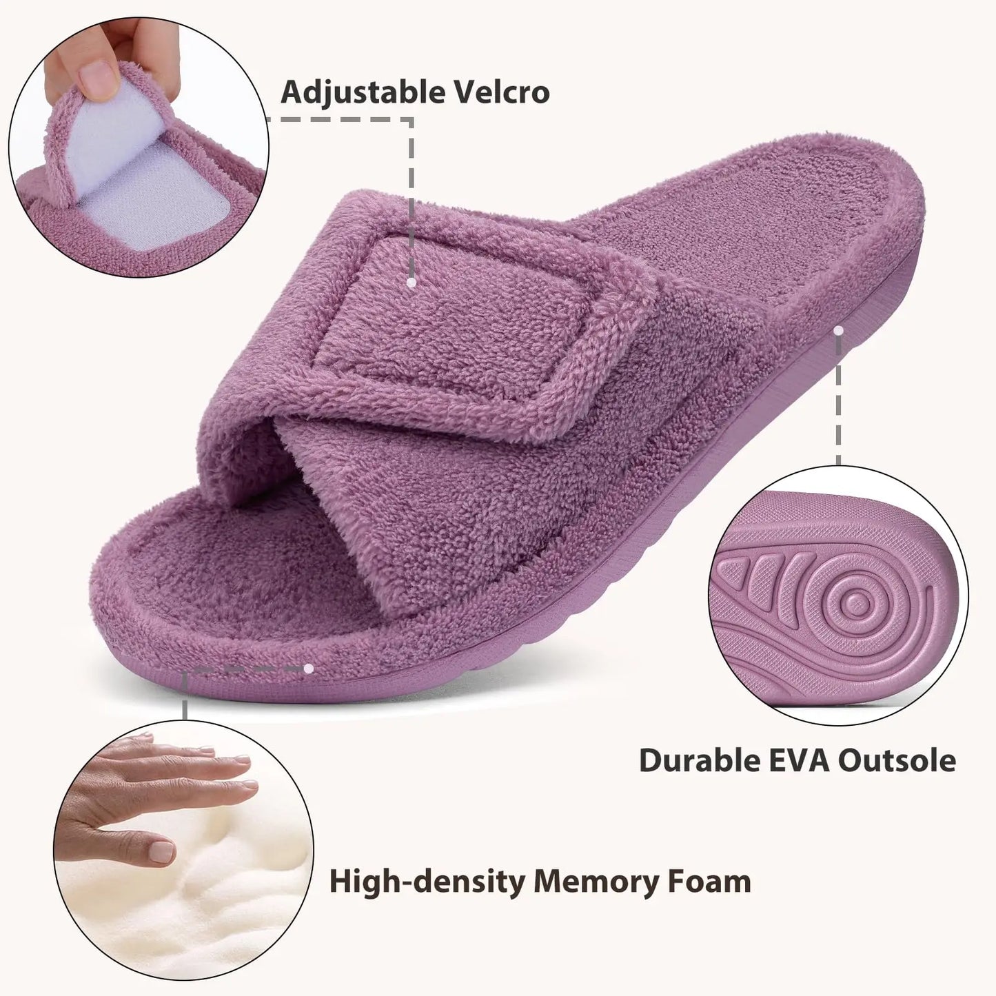 Women Fuzzy House Slippers Orthopedic Plush Slide With Arch Support Non-slip Furry Bedroom Slide Open Toe Fur House Shoes