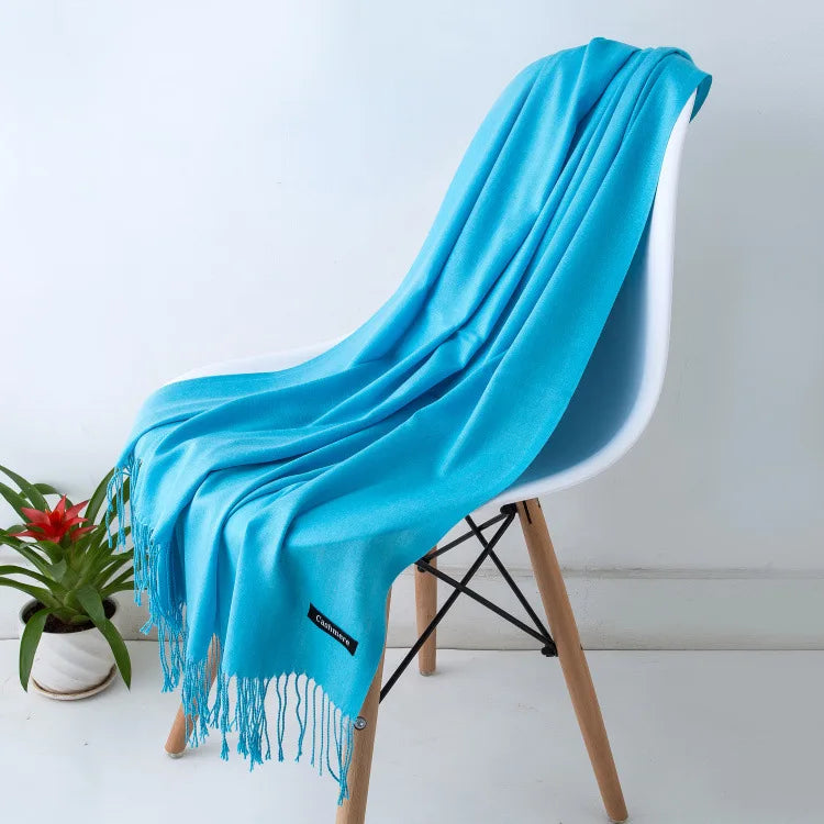 Women's Pashmina Scarf Shawls Soft Cashmere feeling Headscarf Travel Office Winter  Warm Hijabs Solid Lady Wraps Female Bandana