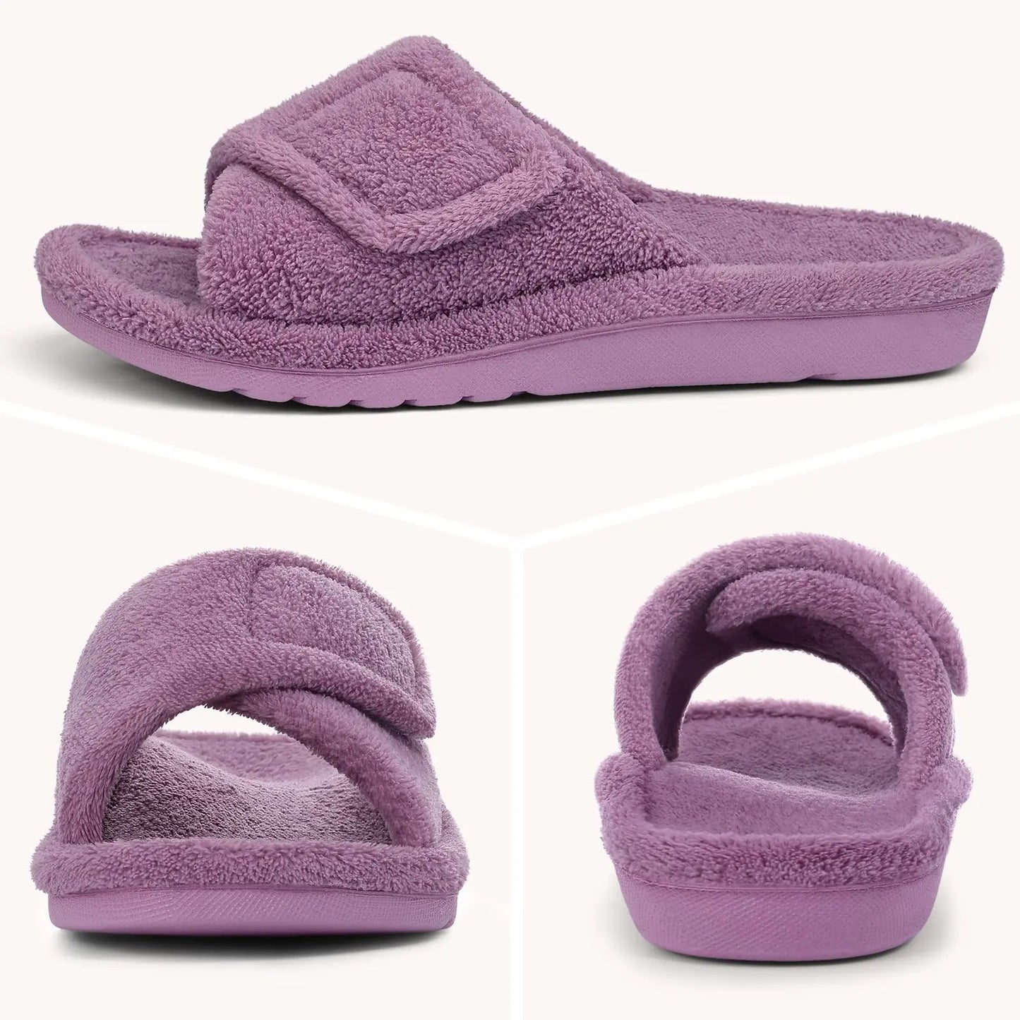 Women Fuzzy House Slippers Orthopedic Plush Slide With Arch Support Non-slip Furry Bedroom Slide Open Toe Fur House Shoes