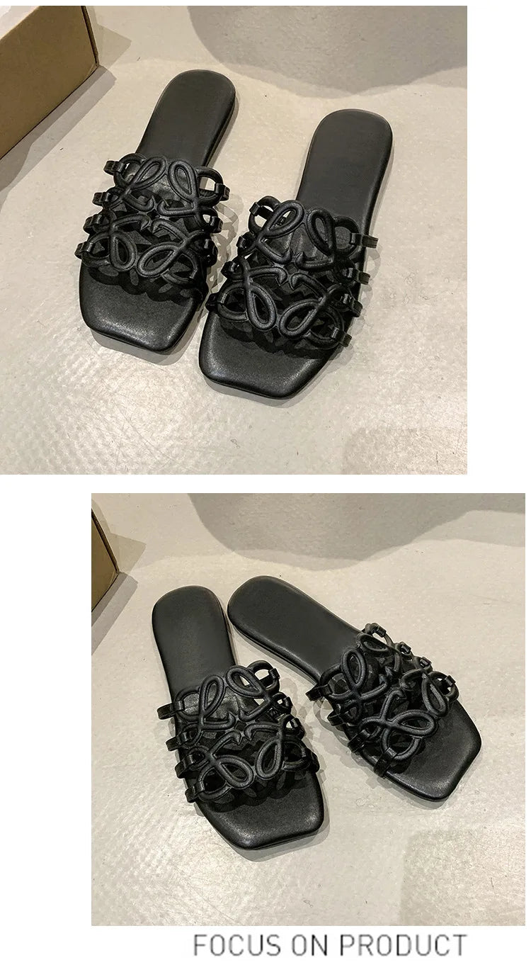 Design Women's Sandals Summer Outdoor Casual Beach Slippers Fashionable Single Strap Sandals Rubber Bottom Polyurethane Upgr